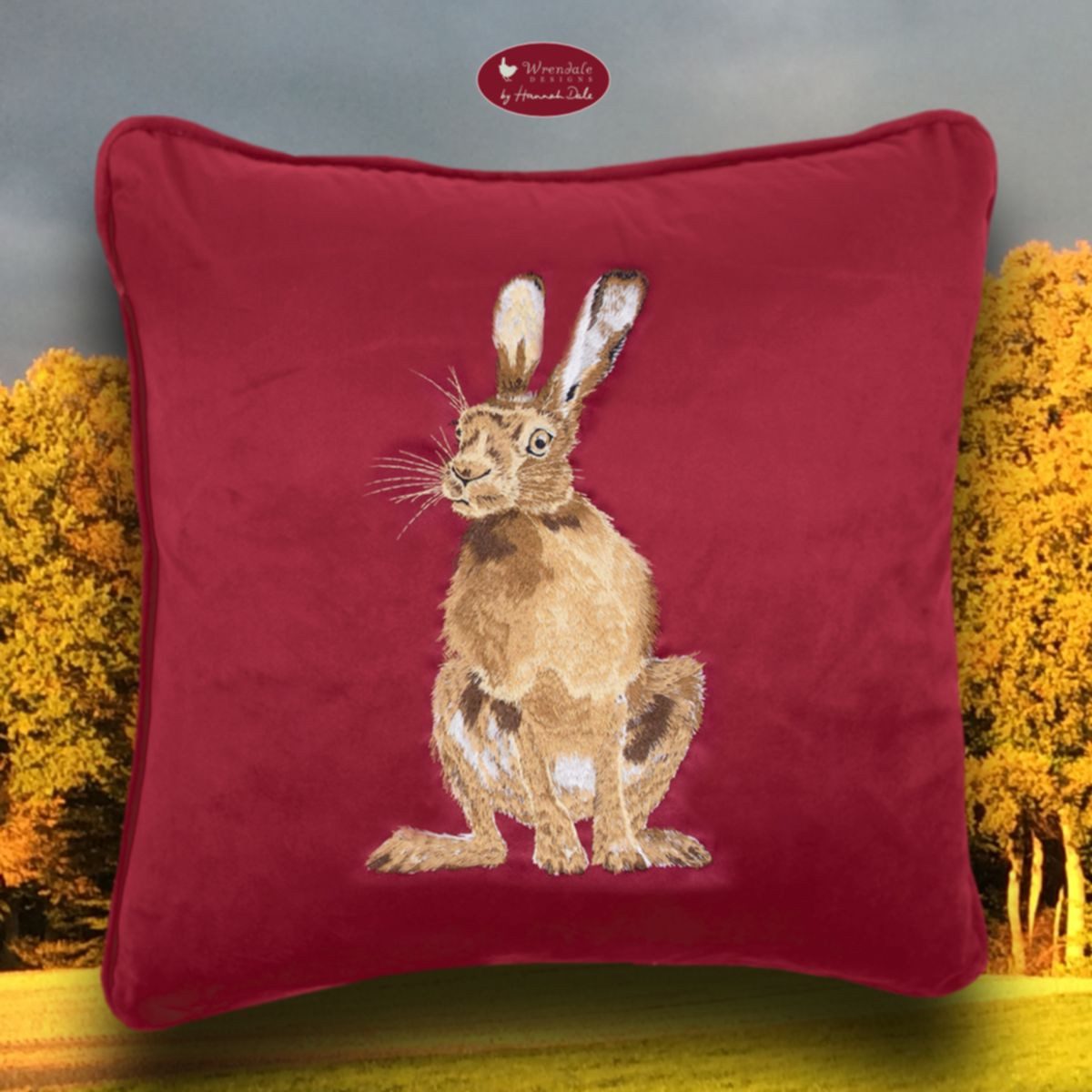 Wrendale Dekokissen Wrendale Designs besticktes Kissen Hase Golden Hour