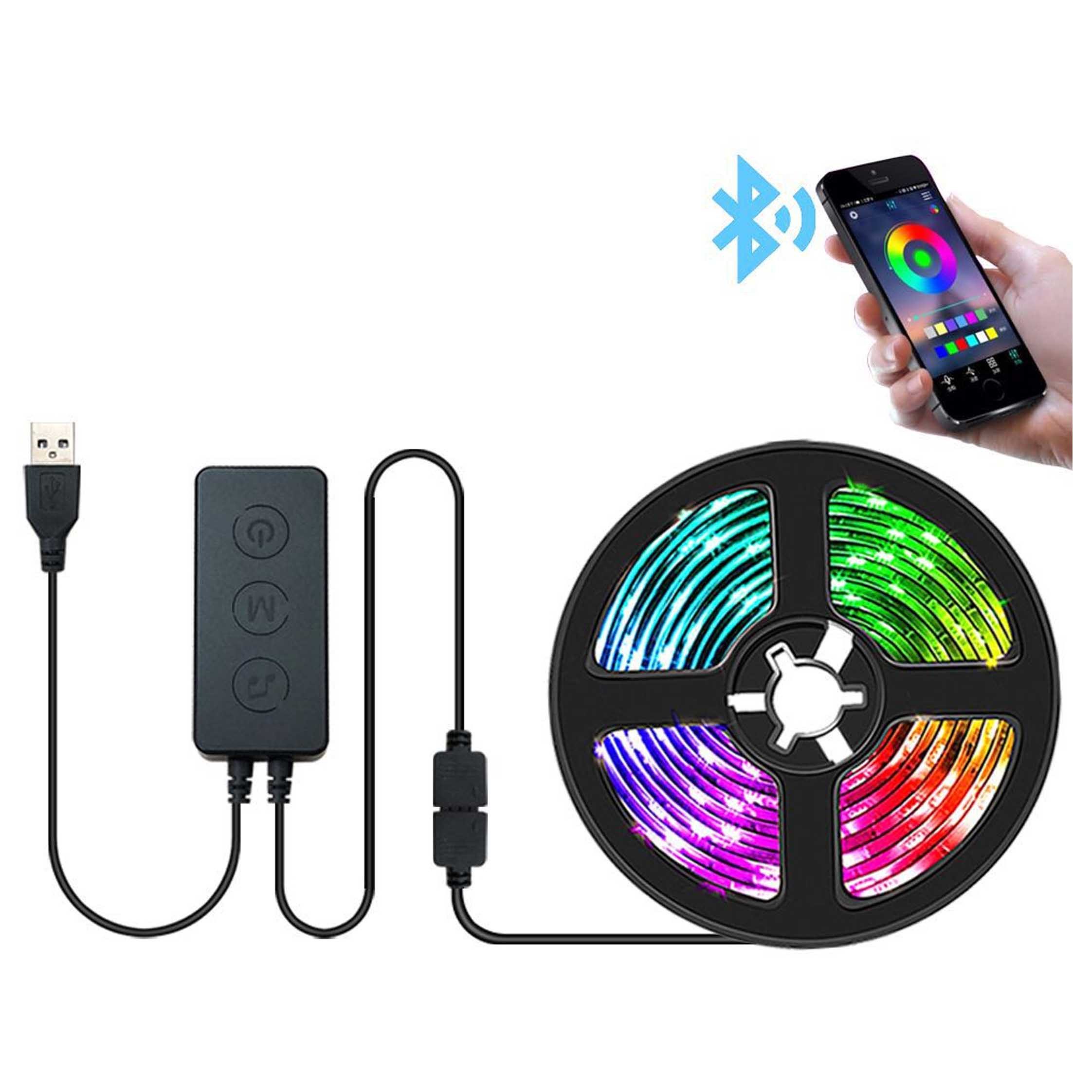 KINSI LED Stripe LED TV-Hintergrundbeleuchtung,Music Sync,3 Tasten,RGB Bluetooth App, Für DIY Dekoration, Party, Gaming, Dekor, TV Hintergrundbeleuchtung