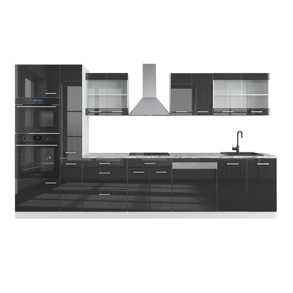Vicco Küchenzeile R-Line, Anthrazit Hochglanz/Weiß, AP günstig online kaufen