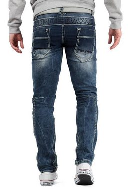 Cipo & Baxx 5-Pocket-Jeans Herre Hose BA-CD296 mit Reißverschlüssen und Verzierungen