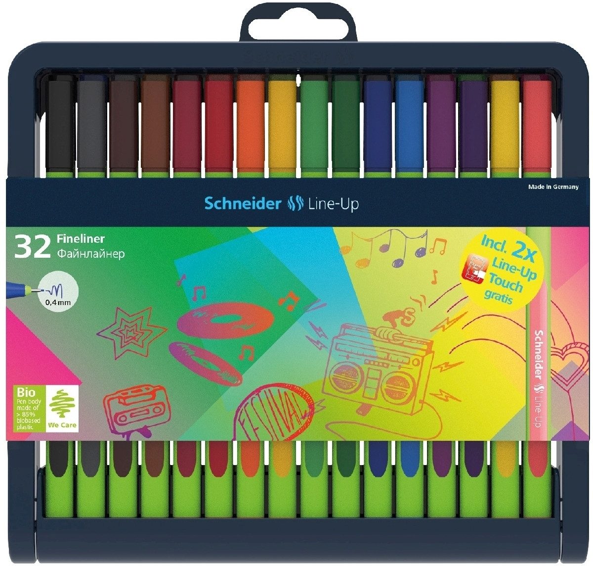 SCHNEIDER Fineliner Fineliner Line-Up 0,4 mm 32er Stiftebox sortiert (10 Stück)