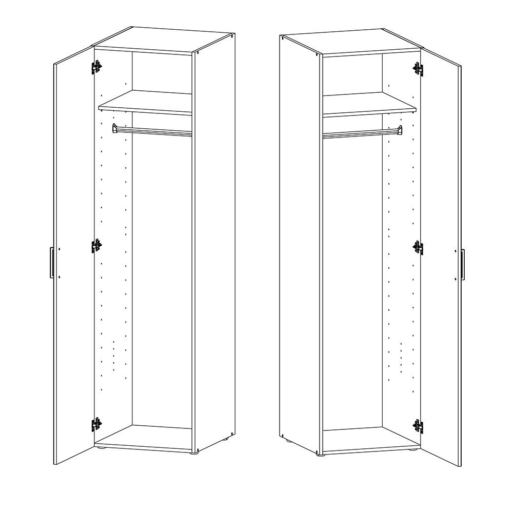 Lomadox Garderobenschrank MIAMI-43 graphit, mit Kleiderstange, ca. 50/185/54 cm