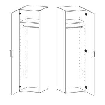 Lomadox Kleiderschrank MIAMI-43 weiß, mit Kleiderstange, ca. 30/185/54 cm