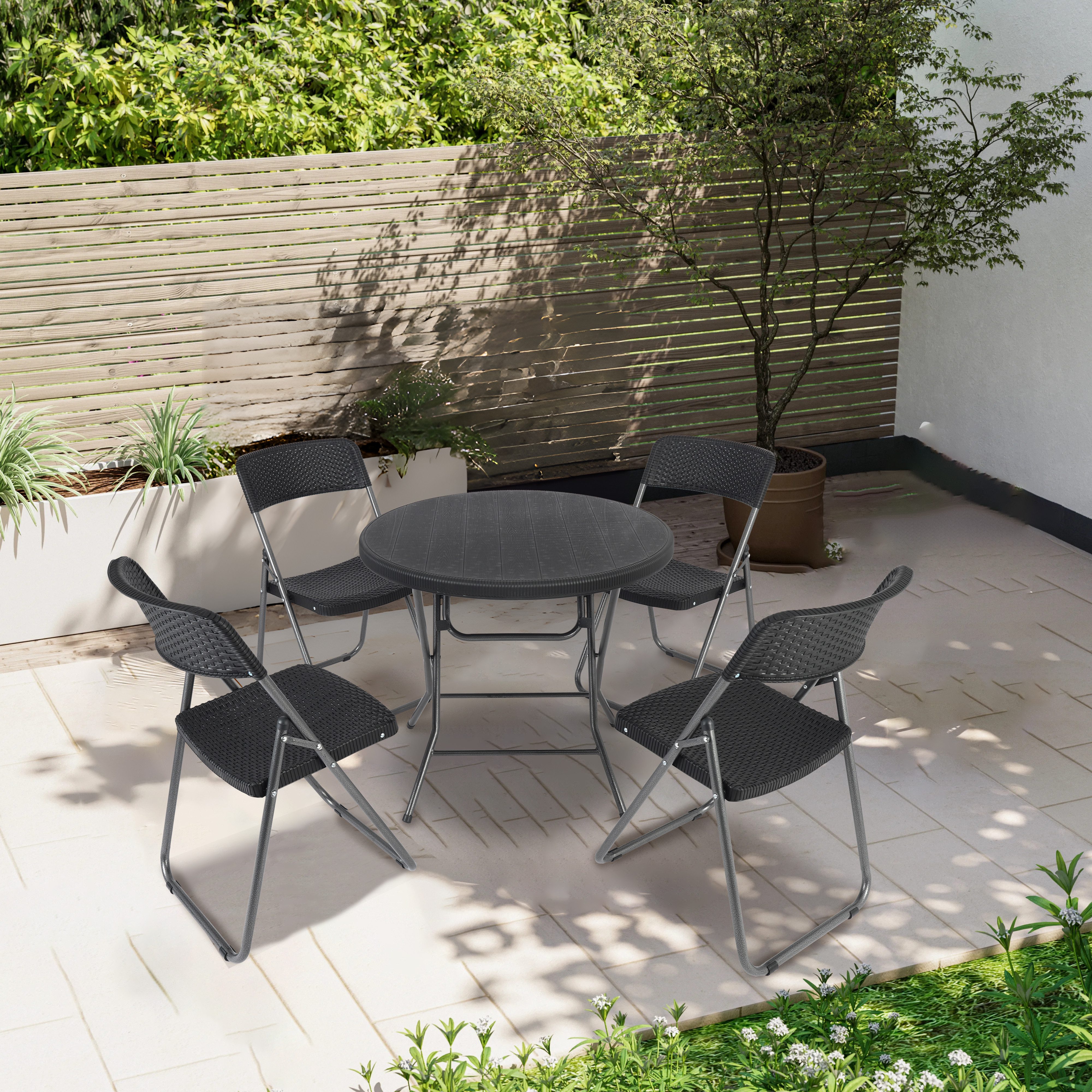 Sekey Garten-Essgruppe PE-Rattan Gartenmöbel-Set für 4 günstig online kaufen