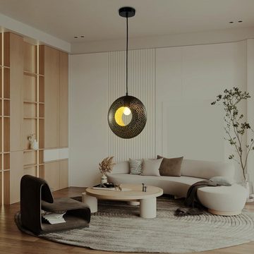 LQWELL LED Pendelleuchte Schwarz Rund, E27 Hängelampe Hängeleuchte Retro, Kronleuchter Anhänger Vertigo Lampe, Höhenverstellbare, für Esszimmer Cafés Studio Bartheke Schlafzimmer Dekor