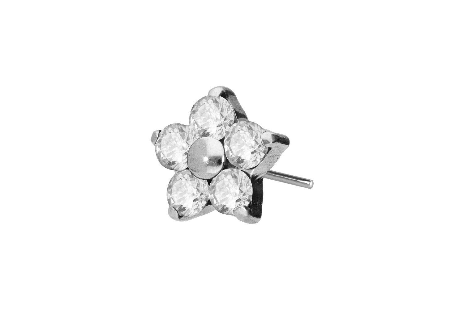 PIERCINGLINE Piercing-Set Titan Aufsatz mit Push Pin KRISTALLBLUME (Push Pins, 1-tlg)
