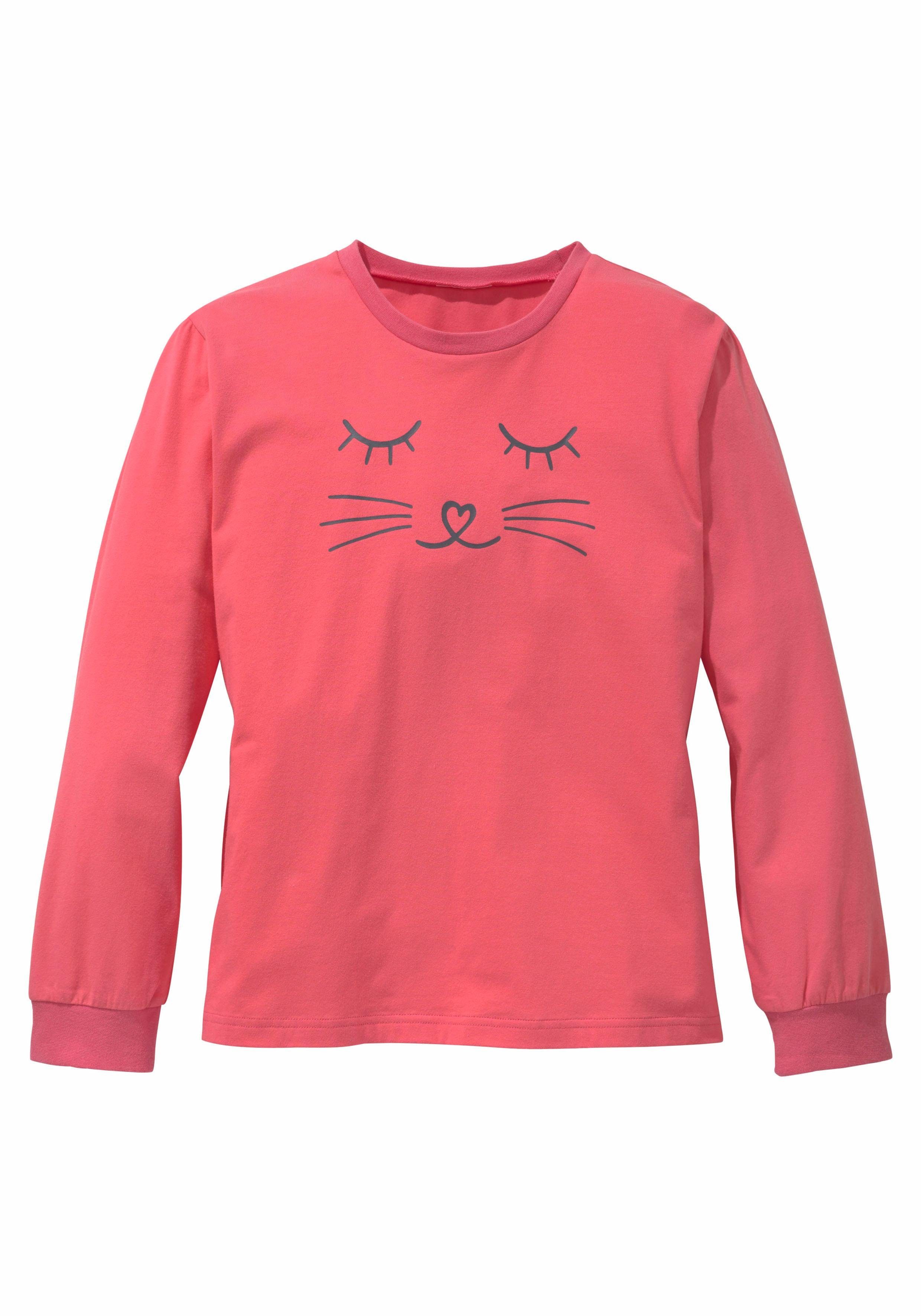 Vivance Pyjama (2 tlg., 1 Set) Schlafanzug in langer Form mit Cat Print