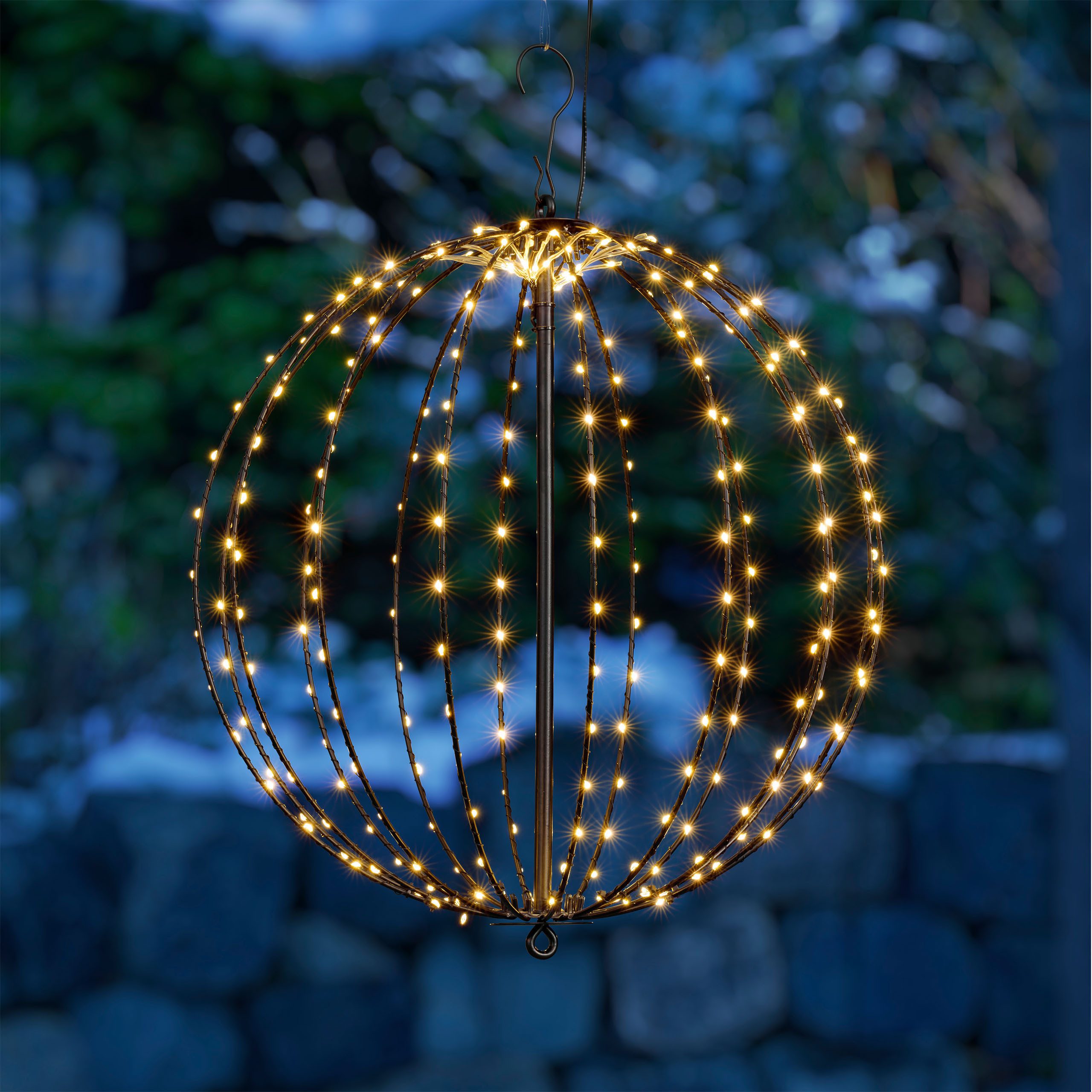 OTTO home LED Kugelleuchte LED-Leuchtkugel THALLIA, Timerfunktion, LED fest integriert, Warmweiß, 6/18-h Timer, IP44, 5 m Zuleitung