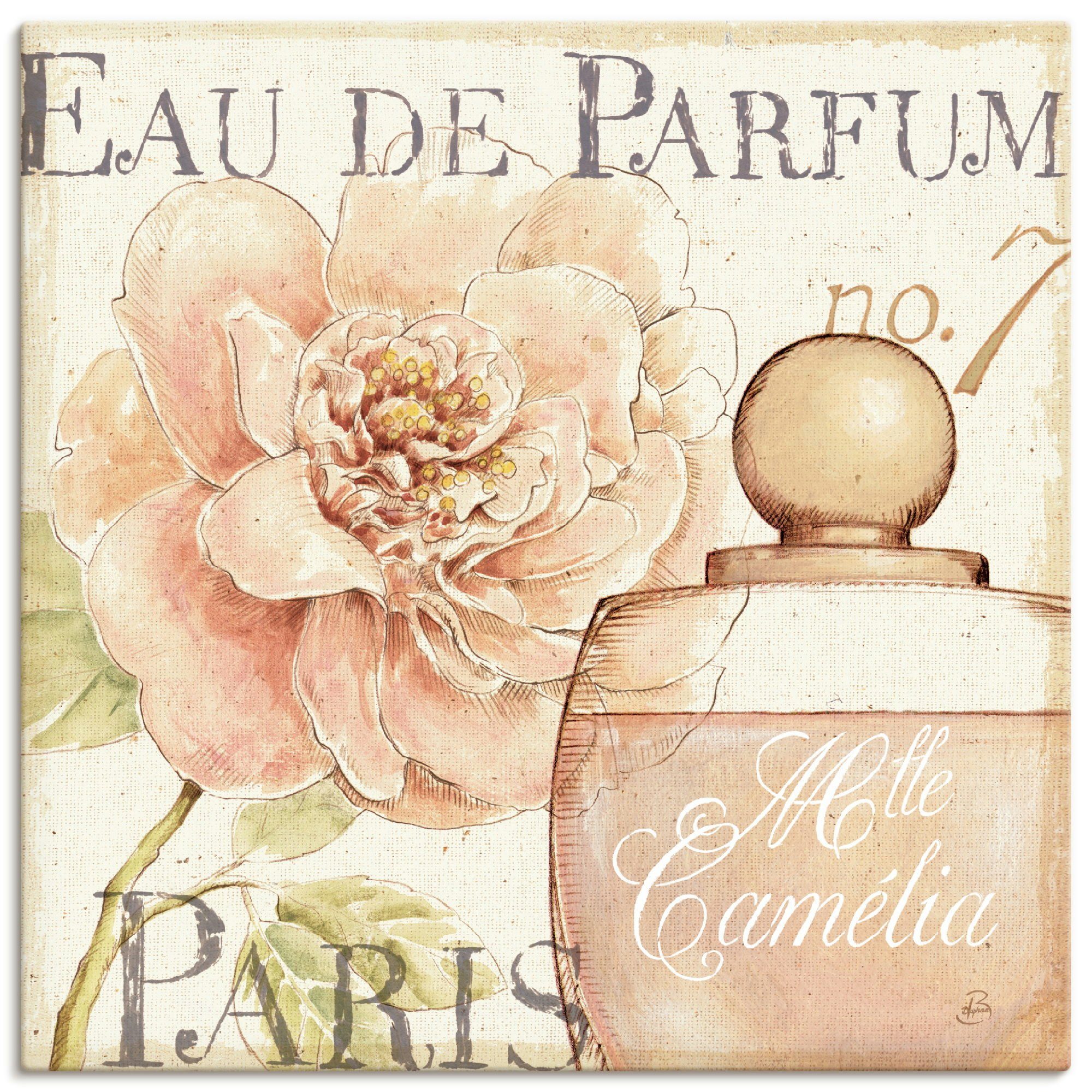 Artland Leinwandbild Blumen und Parfum II, Schilder (1 St), auf Holzrahmen gespannt