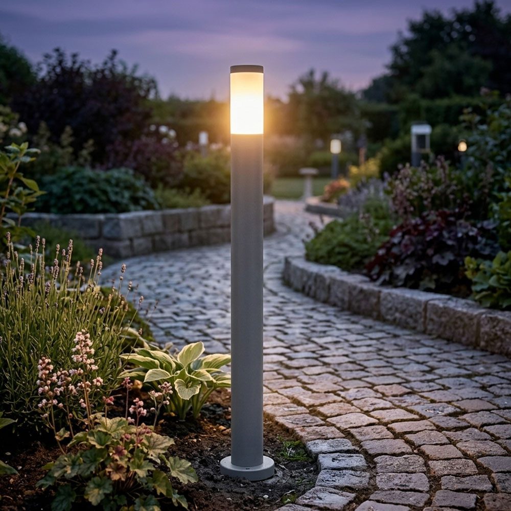 GLOBO LIGHTING LED Außen-Stehlampe, Leuchtmittel inklusive, Warmweiß, Wegeleuchte Gartenleuchte LED Außenstehlampe mit Erdspieß, Edelstahl