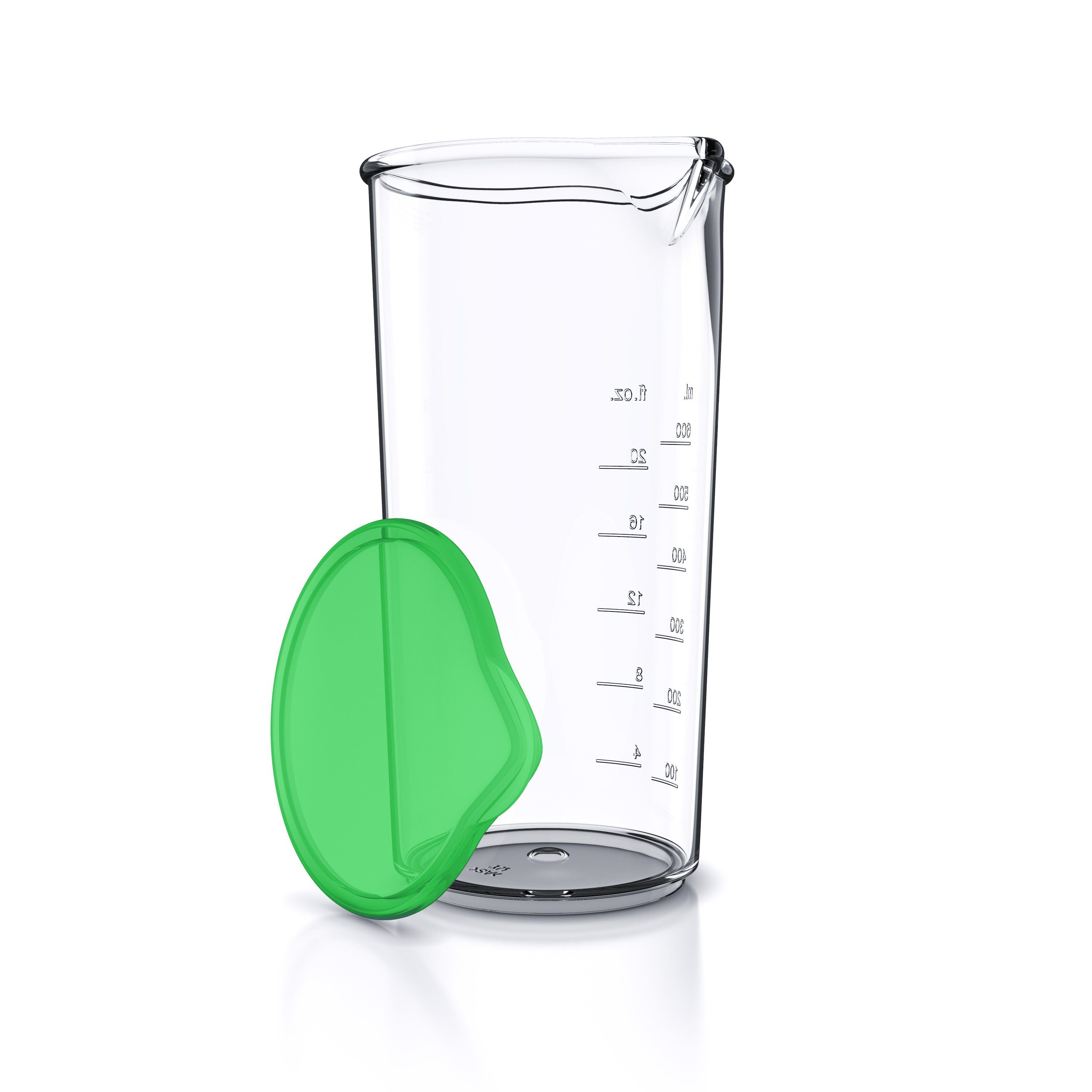 Arendo Messbecher mit Deckel, 600ml, 20 Unzen, Klarsichtbecher, Mixbecher aus Kunststoff, Kunststoff, (1-St), ideal für elektrische Handmixer, Stabmixer & Handrührer, BPA-frei