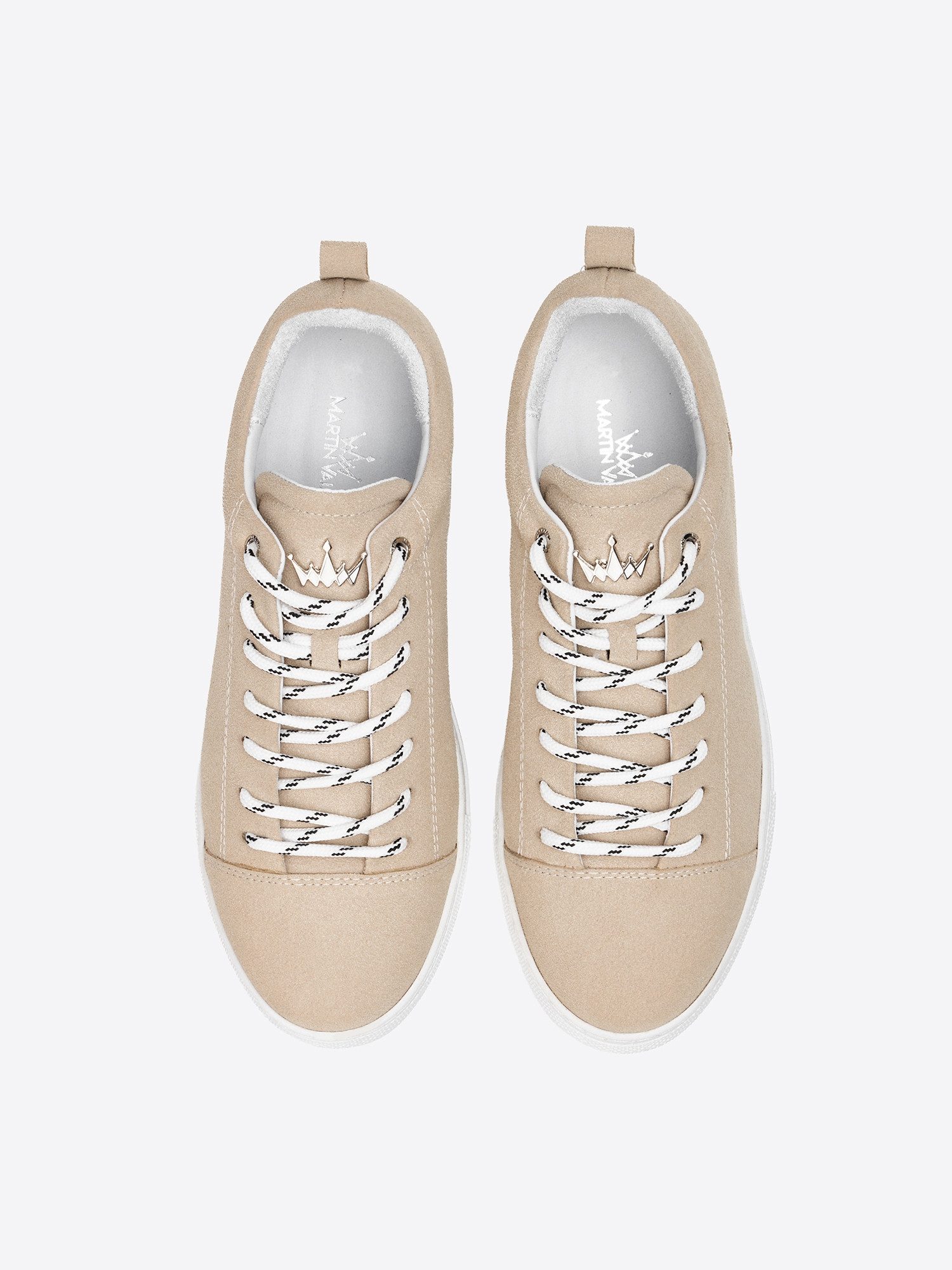 Martin Valen Beige Herren-Sneaker aus Wildleder, niedrig geschnitten Schnürschuh