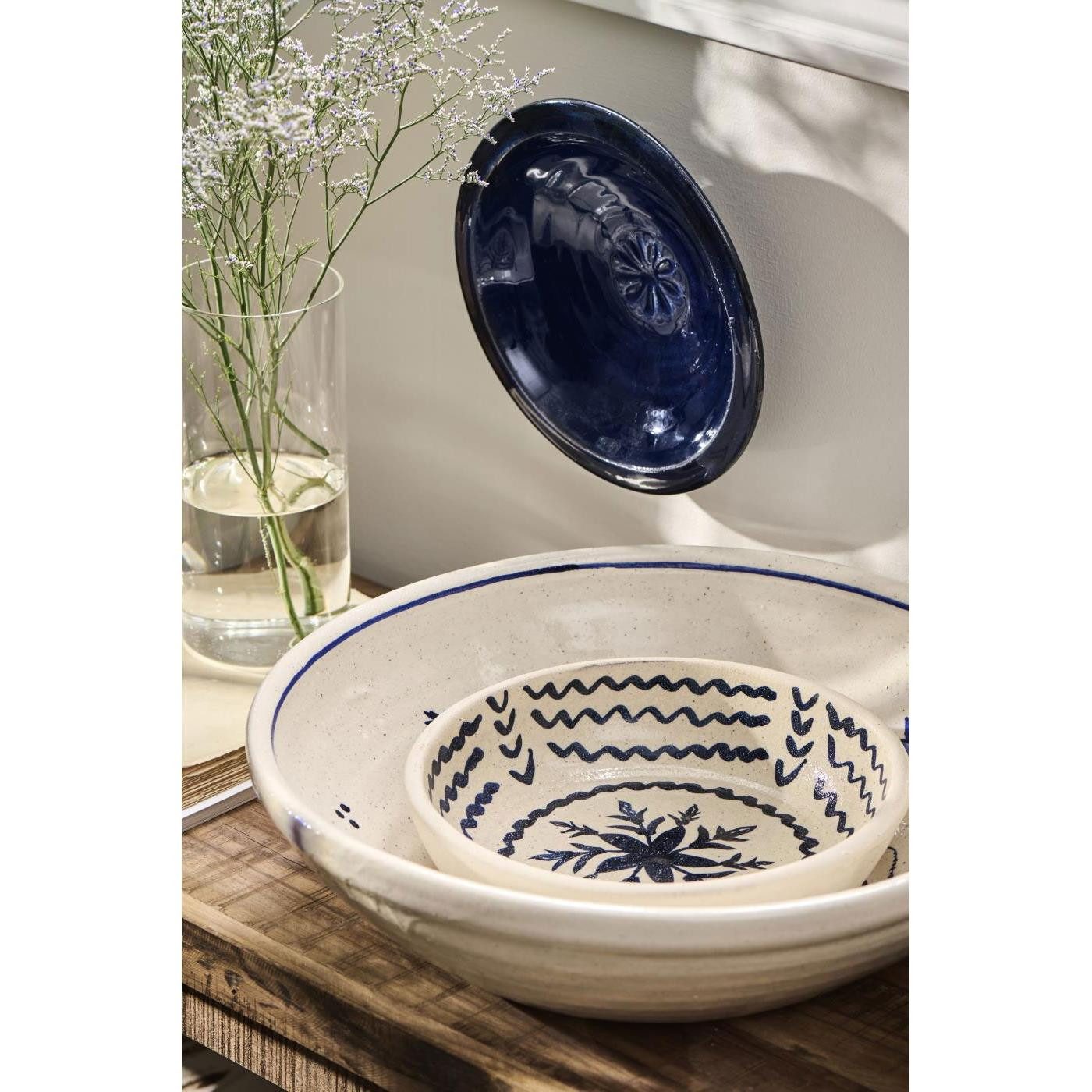 Ib Laursen Schüssel Ib Laursen Schale mit blauem Muster (41cm)