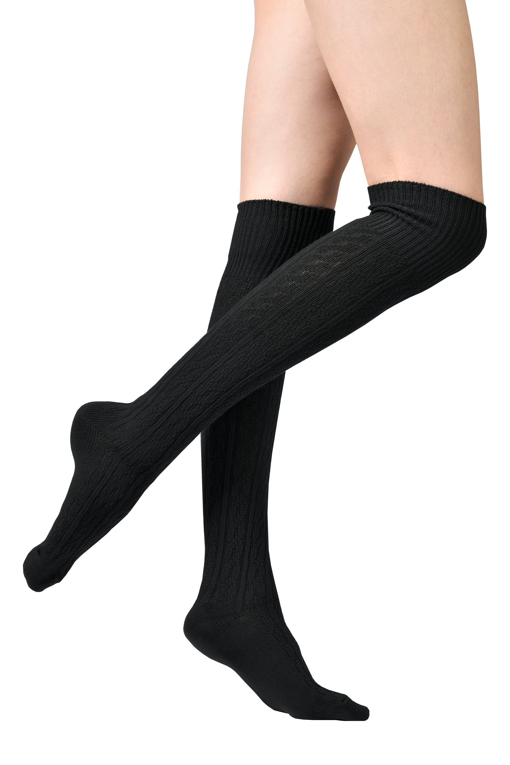 Vincent Creation® Overknees mit Zopfmuster und Umschlagbund günstig online kaufen