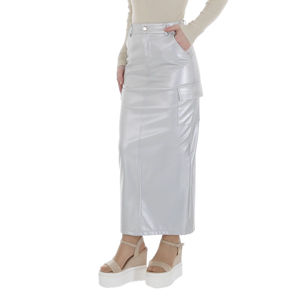 Ital-Design Lederimitatrock Damen Elegant (86365156) Stretch Maxirock in Si günstig online kaufen