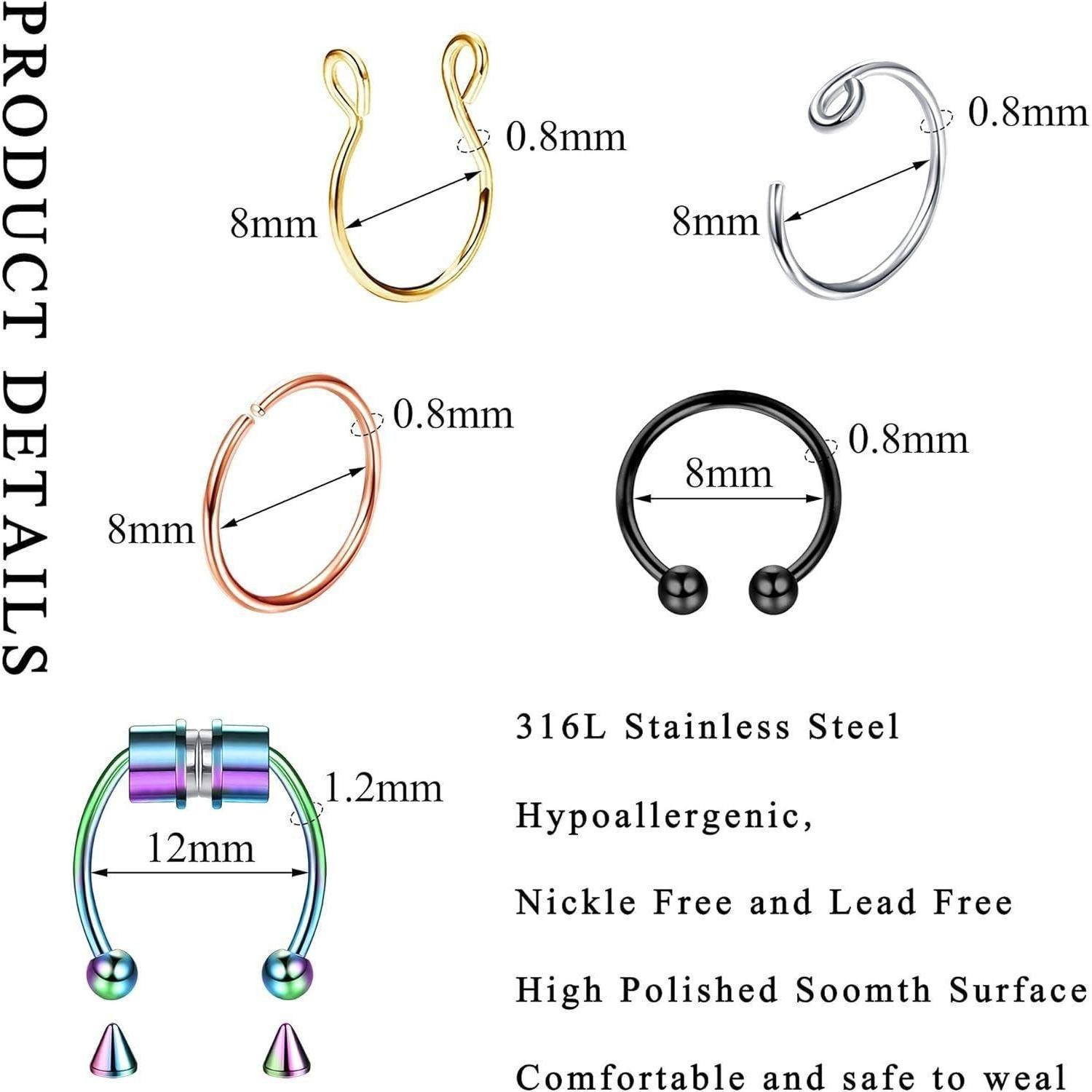 LuxusKollektion Nasenpiercing-Set Septumring magnetisch Edelstahl Fake Clip günstig online kaufen