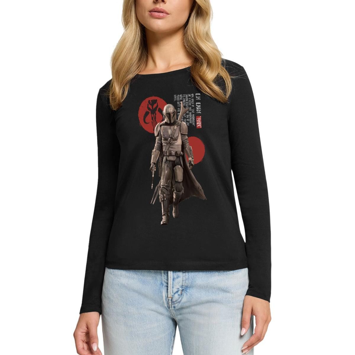 T-Shirt Star Wars: Mandalorian Zeichen Premium Langarmshirt Damen