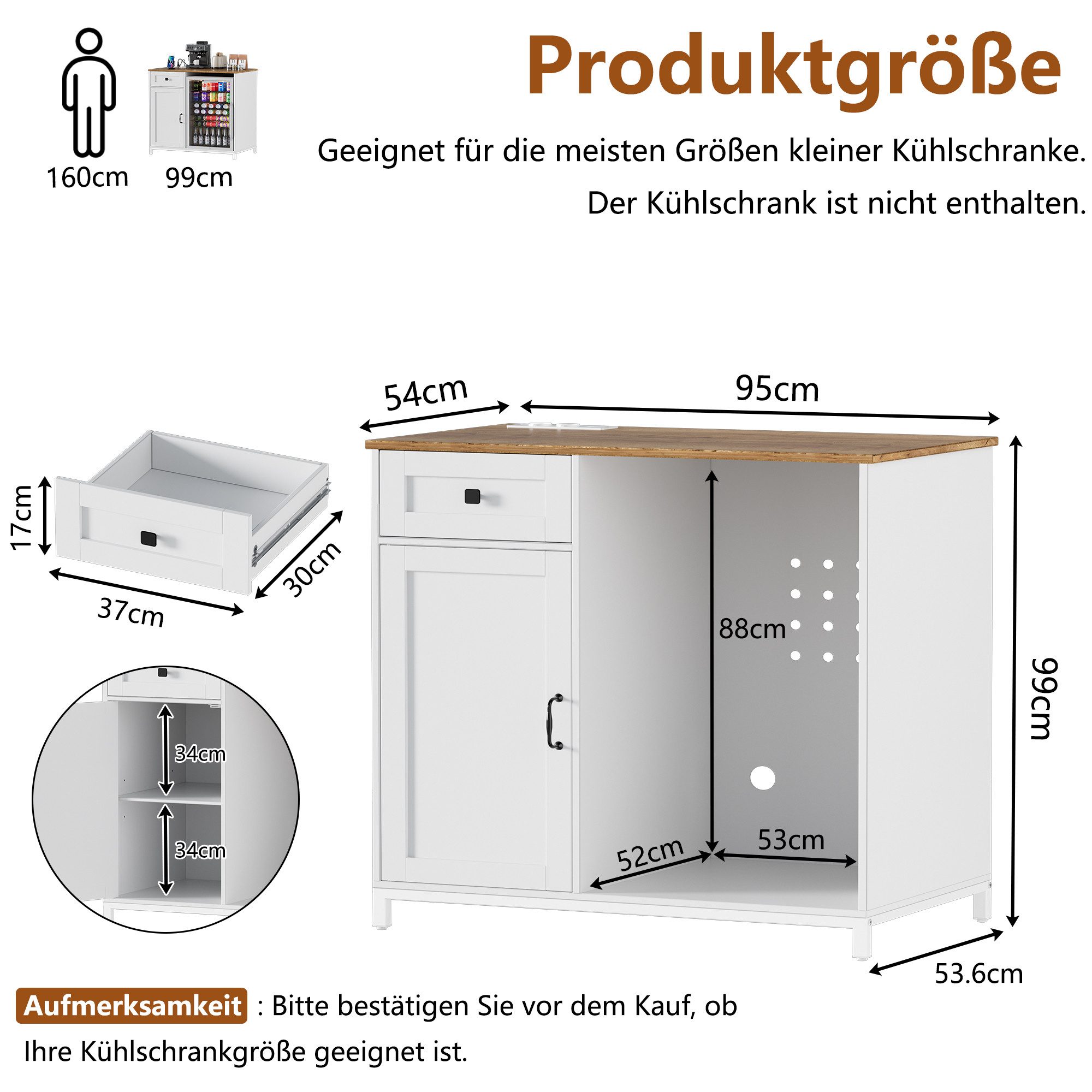 TWSOUL Küchenbuffet Küchenschrank 2-in-1mit Kühlumbauschrank & Steckdosen, günstig online kaufen