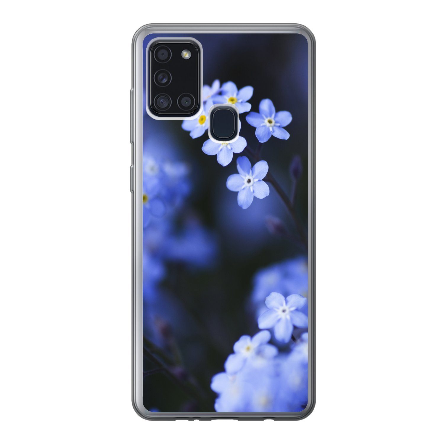 MuchoWow Handyhülle für Samsung Galaxy A21s Nahaufnahme eines Vergissmeinnicht, Smartphone-Bumper, Print, Handy Schutzhülle Dünn