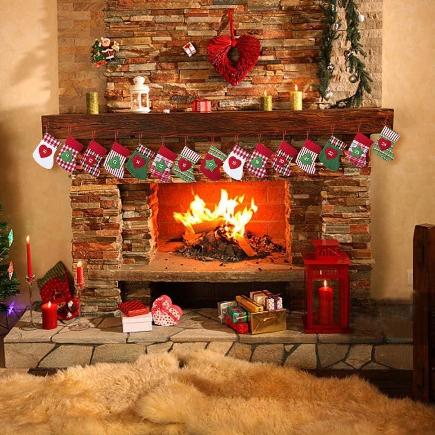 LuxusKollektion befüllbarer Adventskalender 24x Adventskalender zum Befüllen Weihnachtskalender Kette Filz