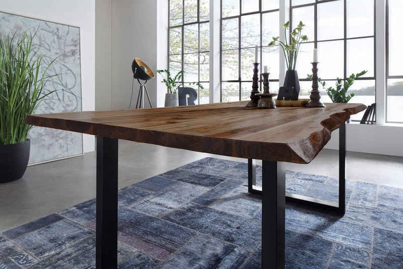 Junado® Baumkantentisch »Mephisto«, Akazie Massivholz, Stärke Tischplatte 26mm, natürliche Baumkante