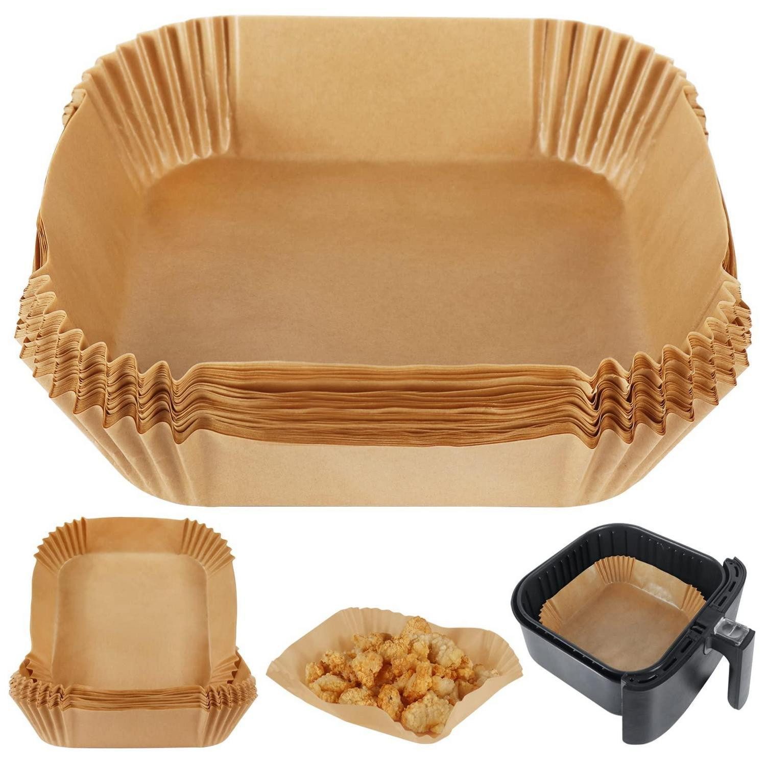 LuxusKollektion Backpapier Backpapier Airfryer Quadratisch 50Stück für 3.8L-4.5L