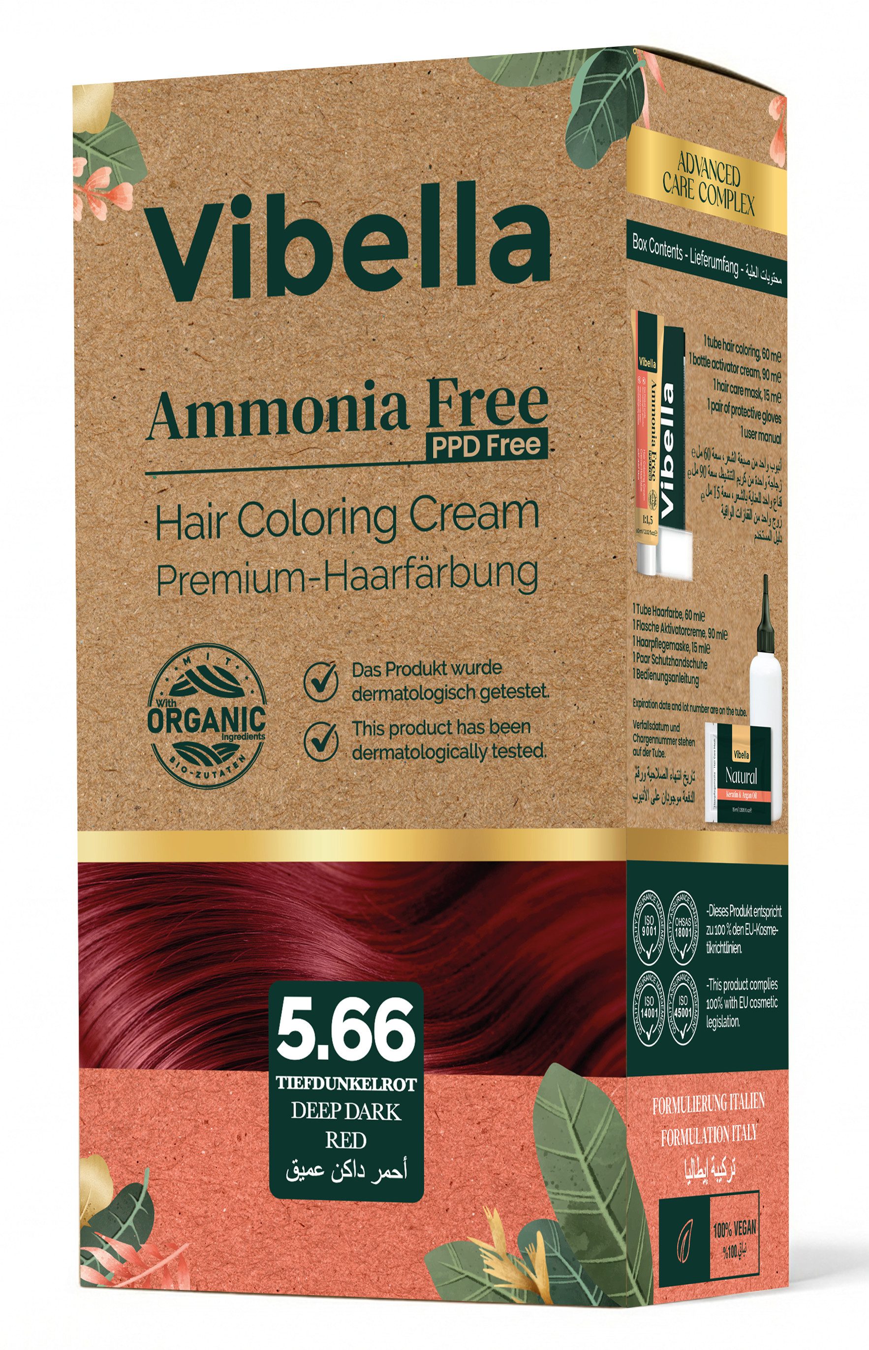 Vibella Haarfarbe Haarfärbecreme Nr. 5,66 Tiefdunkelrot – Premium-Haarfarbe