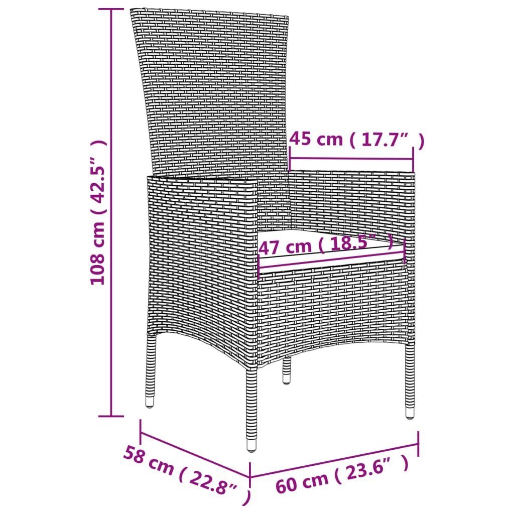 vidaXL Gartenstuhl Gartenstühle mit Beige Poly Rattan Stk Kissen 4