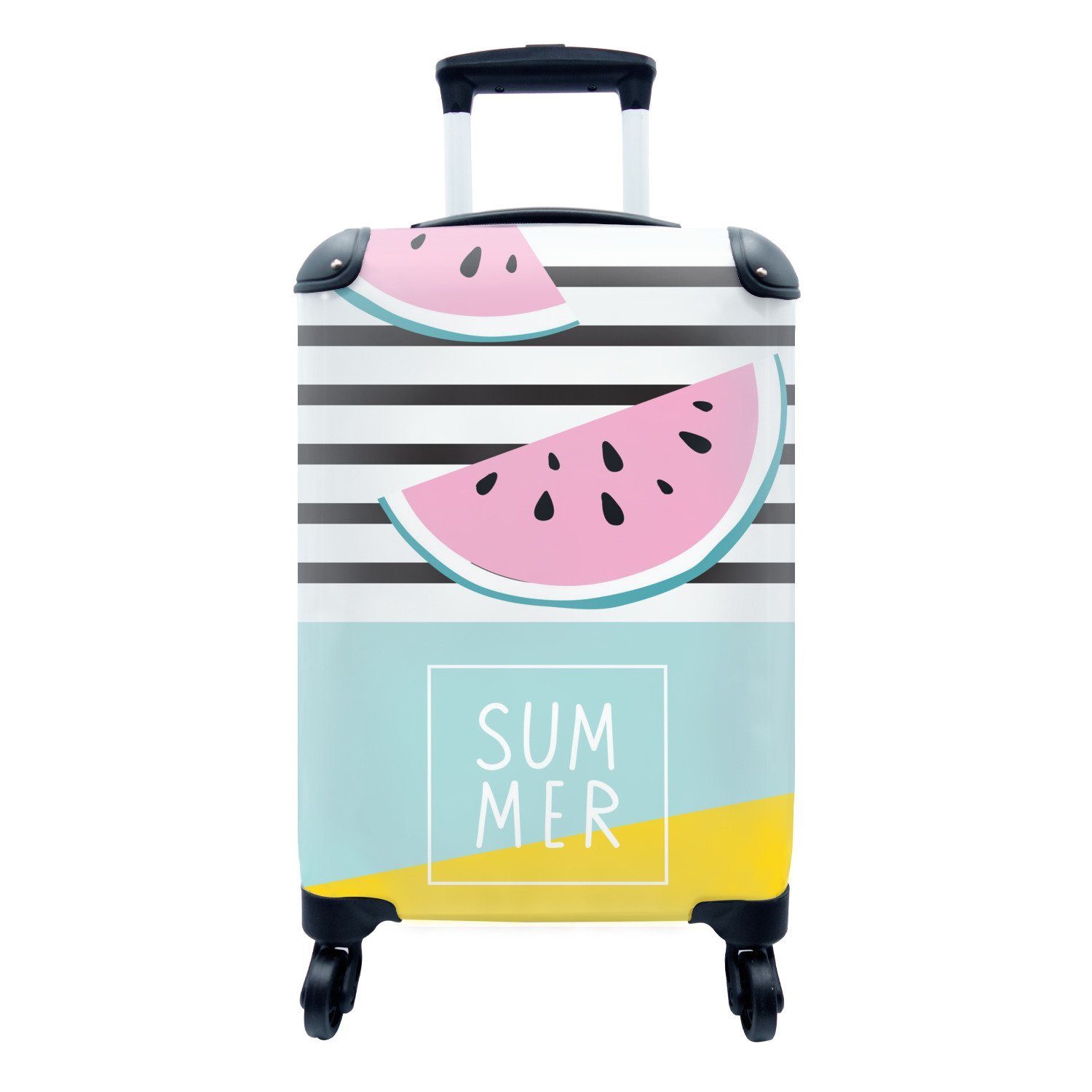 mit Reisetasche MuchoWow - Handgepäck Reisekoffer Trolley, Obst Ferien, Zitat, Wassermelone 4 - Handgepäckkoffer für Rollen, rollen,