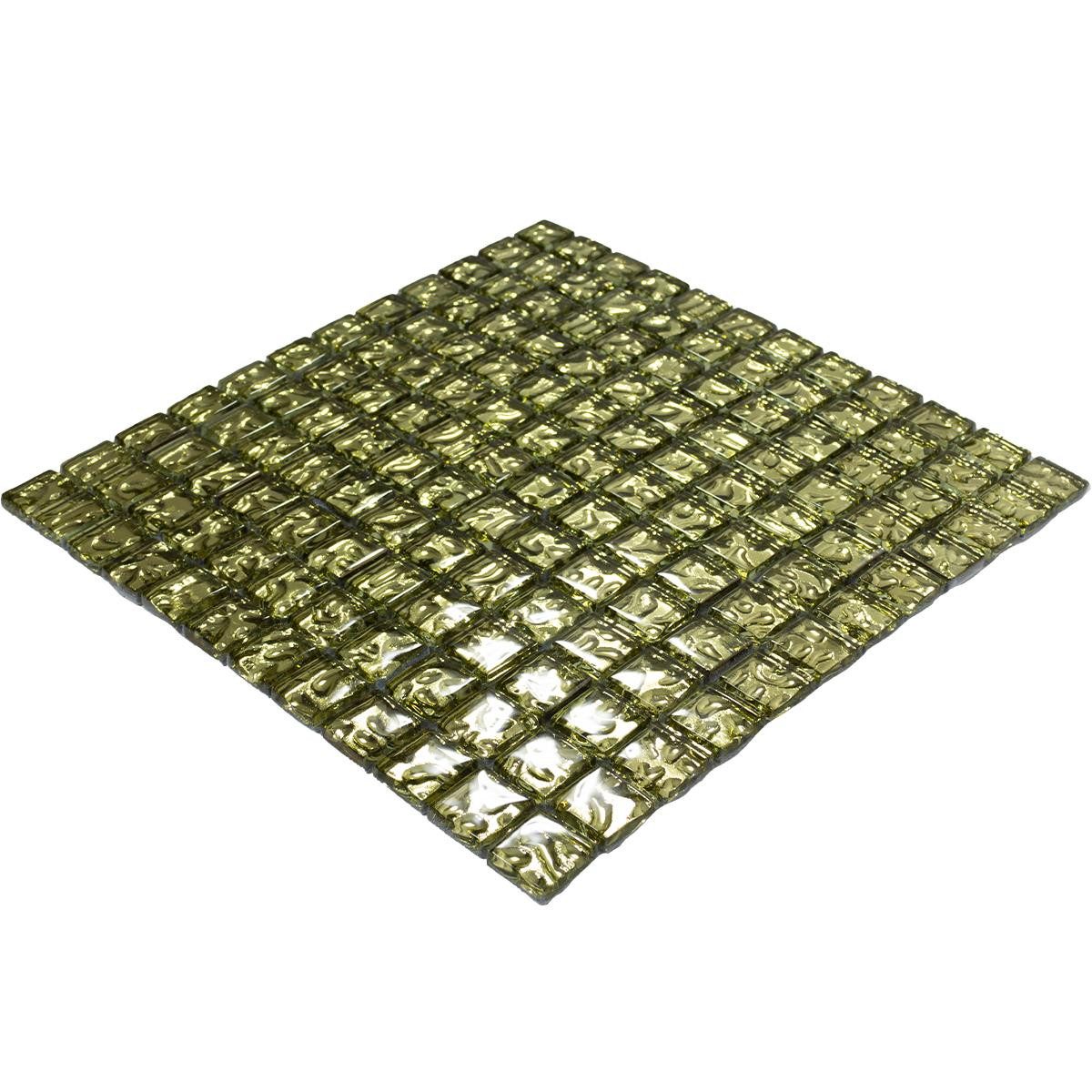 Mosafil Mosaikfliesen Glasmosaik Fliesen Aquatic, Glas 29.800x29.800, gold, Verlegefertig auf ein Netz geklebt - Wasserfest