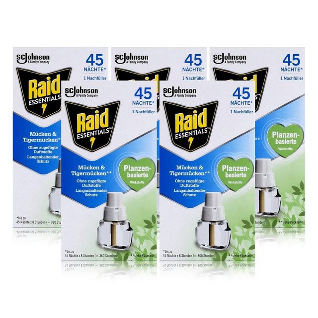 Raid Insektenfalle Raid Essentials Mückenstecker Nachfüller – Wirkt bis zu 45 Nächte (5er