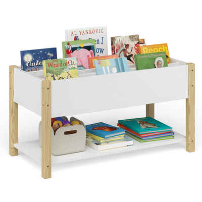 Bellabino Kinderregal Teme, Bücherregal, Spielzeugregal, 4 Fächer für Bücher, 1 Ablagefach für Spielzeug, weiß/natur