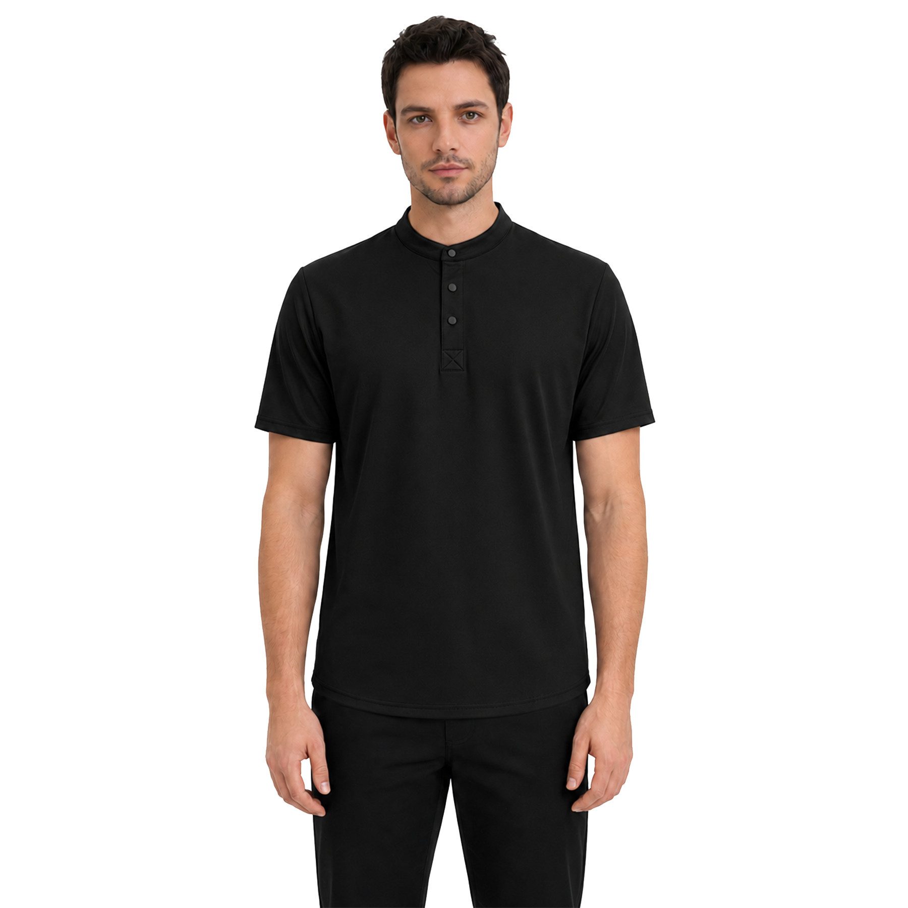 Allthemen Poloshirt Herren Kurzarm Poloshirt mit Henleykragen und Knopfleiste Regular Fit – Bild 4 von 5