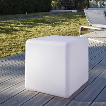 Licht-Trend Gartenleuchte Akku LED Würfel Big-Cube 43cm mit App-Steuerung Weiß