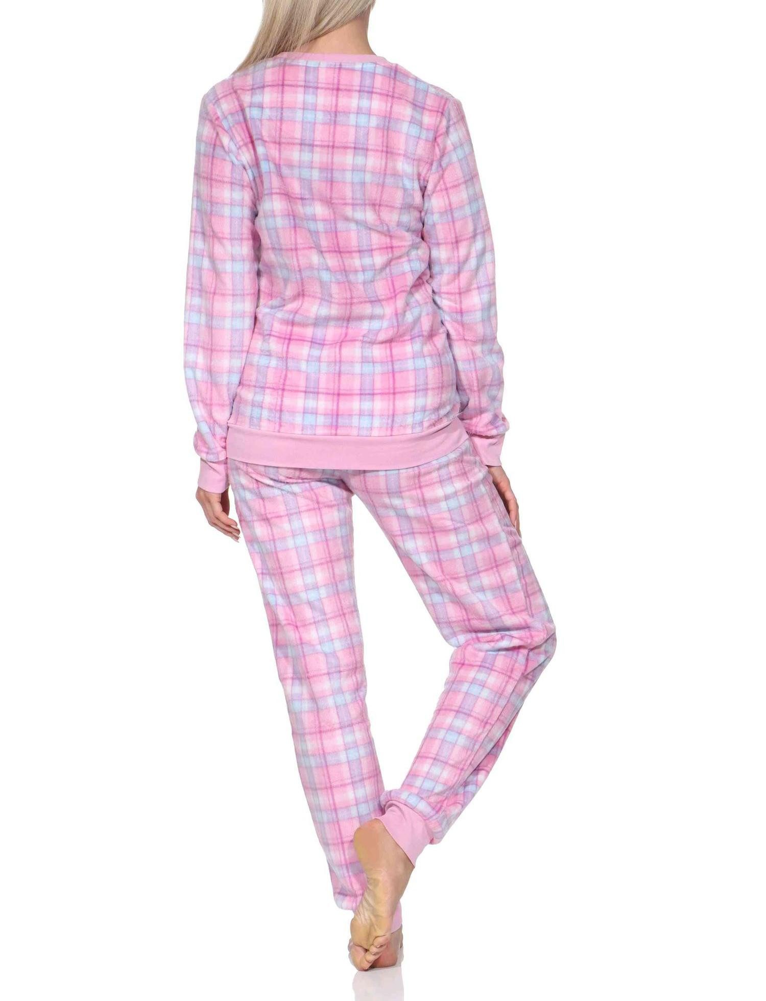 Normann Pyjama Normann Damen langarm Fleece Pyjama mit Bündchen in chilligen Look – Bild 4 von 4