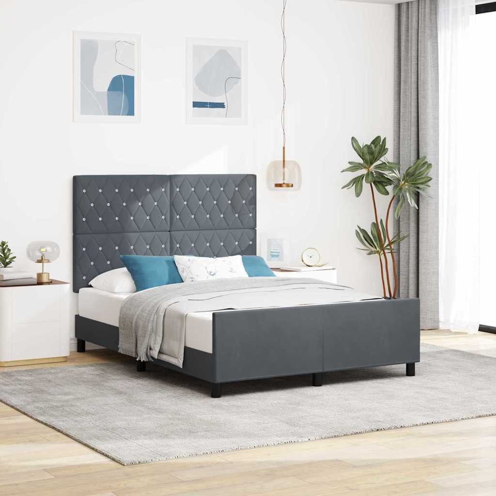 vidaXL Boxspringbett, Boxspringbett mit Kopfteil Dunkelgrau 160 x 200 cm Samt