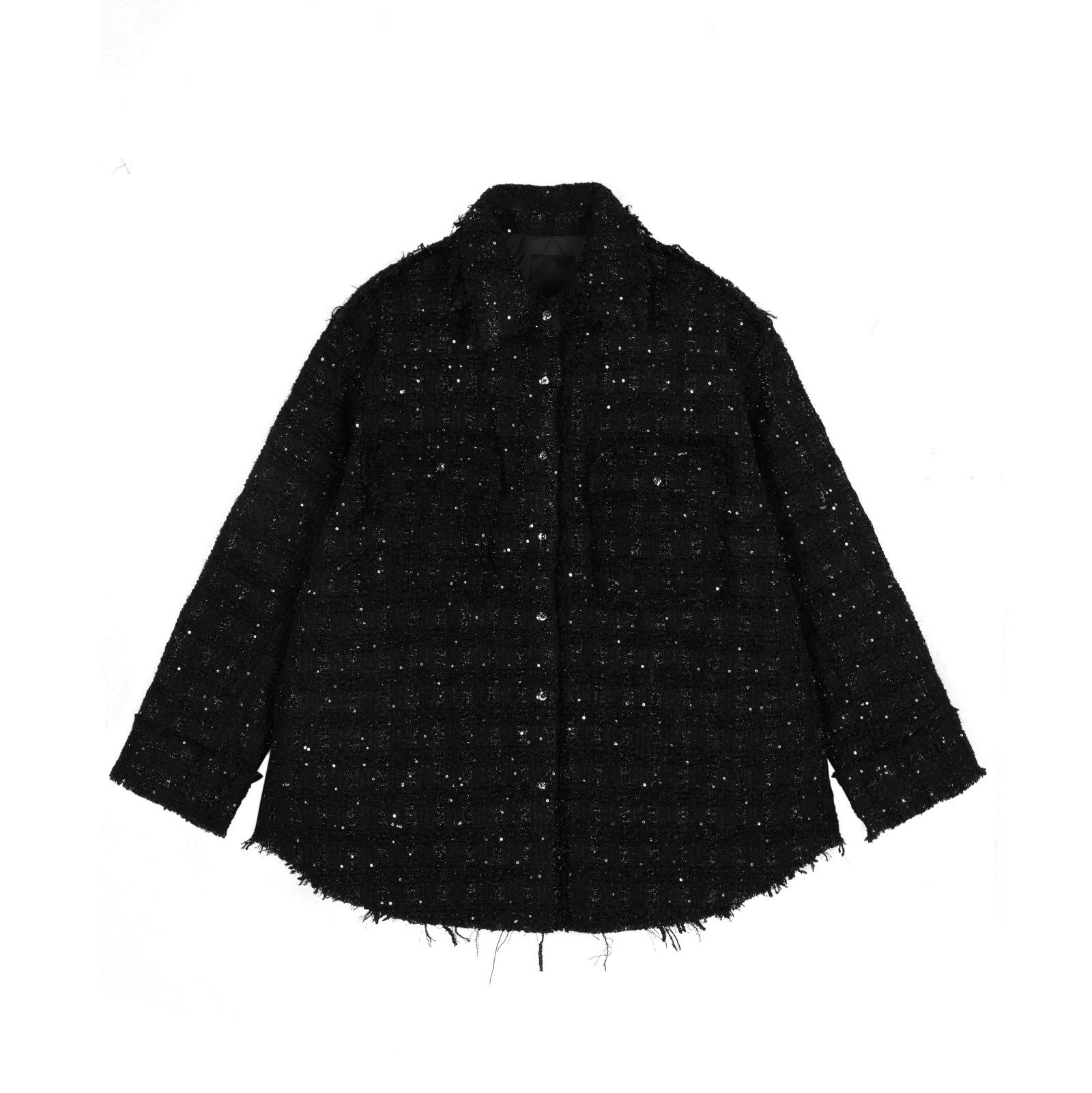 JNBY Daunenjacke JNBY Schwarze Tweed-Jacke – Strukturierte Overshirt-Silhouette