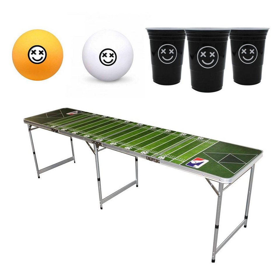 PerfectVibe Klapptisch Football-Bier-Pong-Tisch + 20 PerfectVibe Becher  Schwarz + 8 Bälle (1-St)