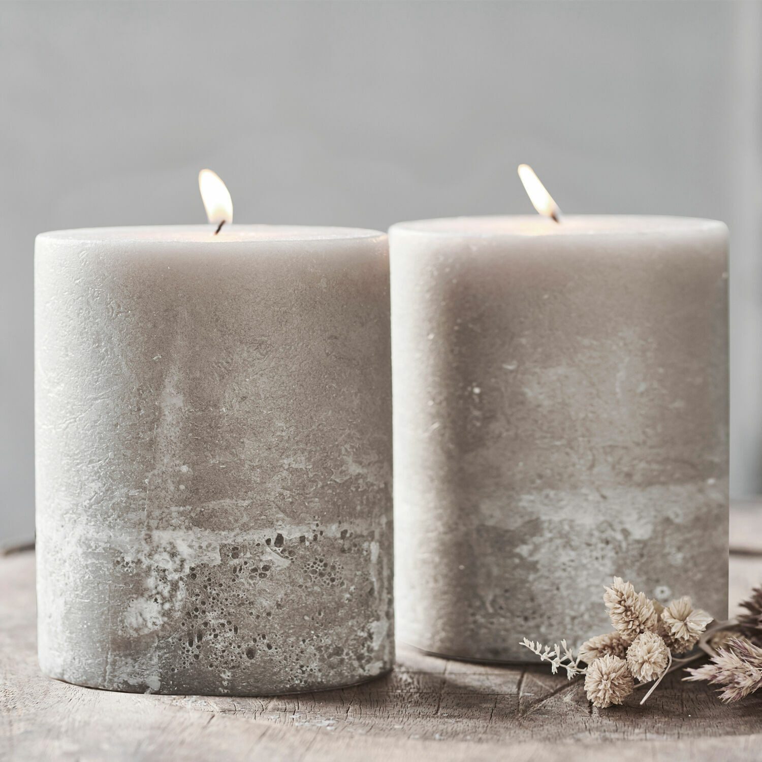 Mirabeau Stumpenkerze Kerze 2er Set Oviedo taupe (2er Set, 2er Set), none