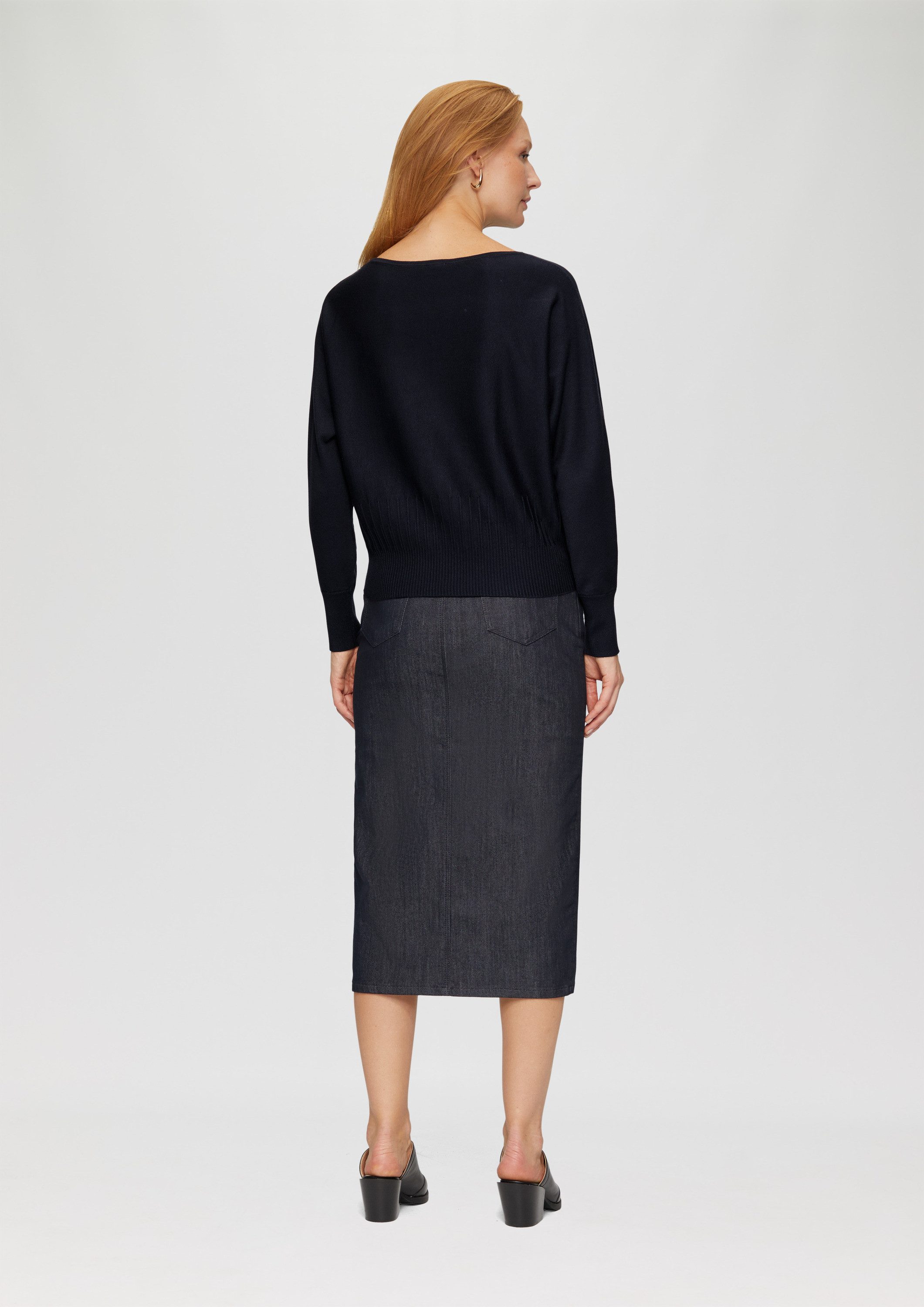 s.Oliver Longpullover Strickpullover Strickpullover mit Strukturmuster am Saum