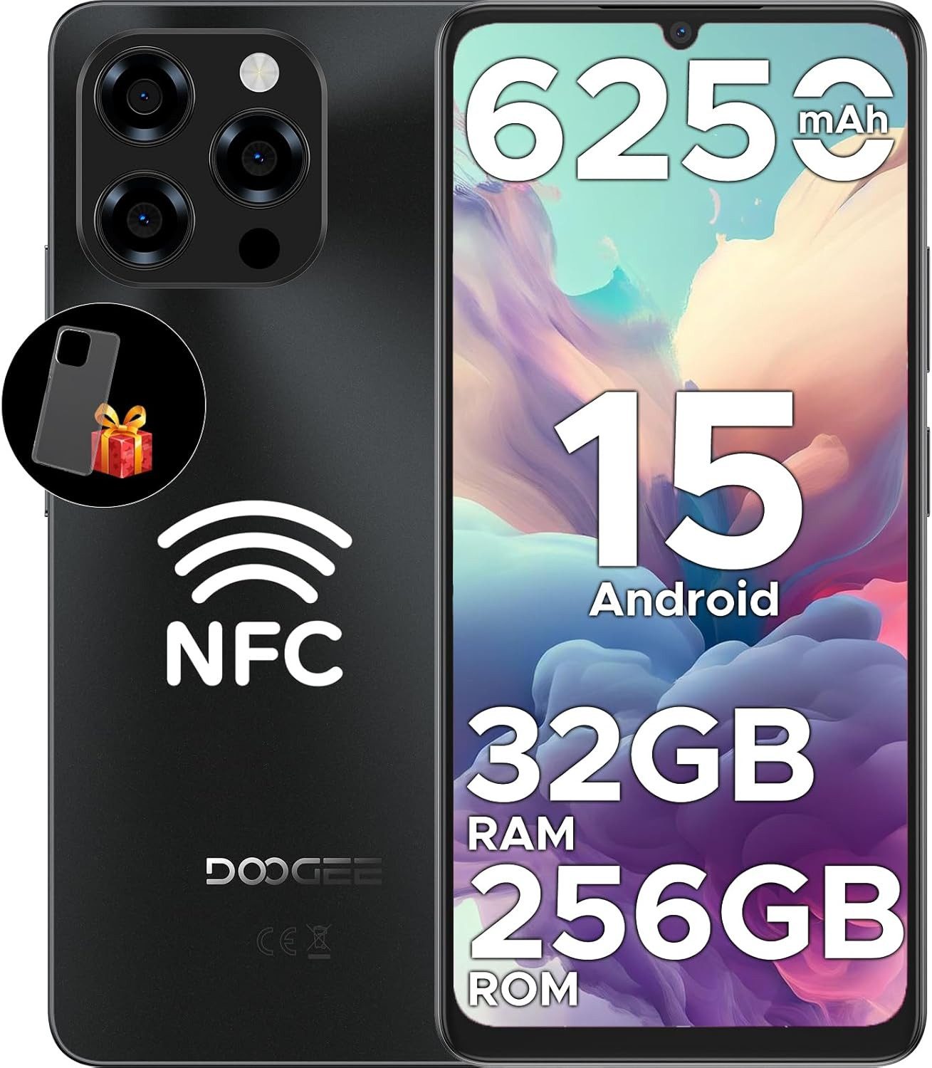 DOOGEE Note 58 Pro Android 15 Smartphone Ohne Vertrag Smartphone (6.75 Zoll, 256 GB Speicherplatz, 16 MP Kamera, 32(8+24)GB+256GB /2TB, 6.75" HD+ IPS 90Hz, Dual SIM 4G/ GPS/NFC)