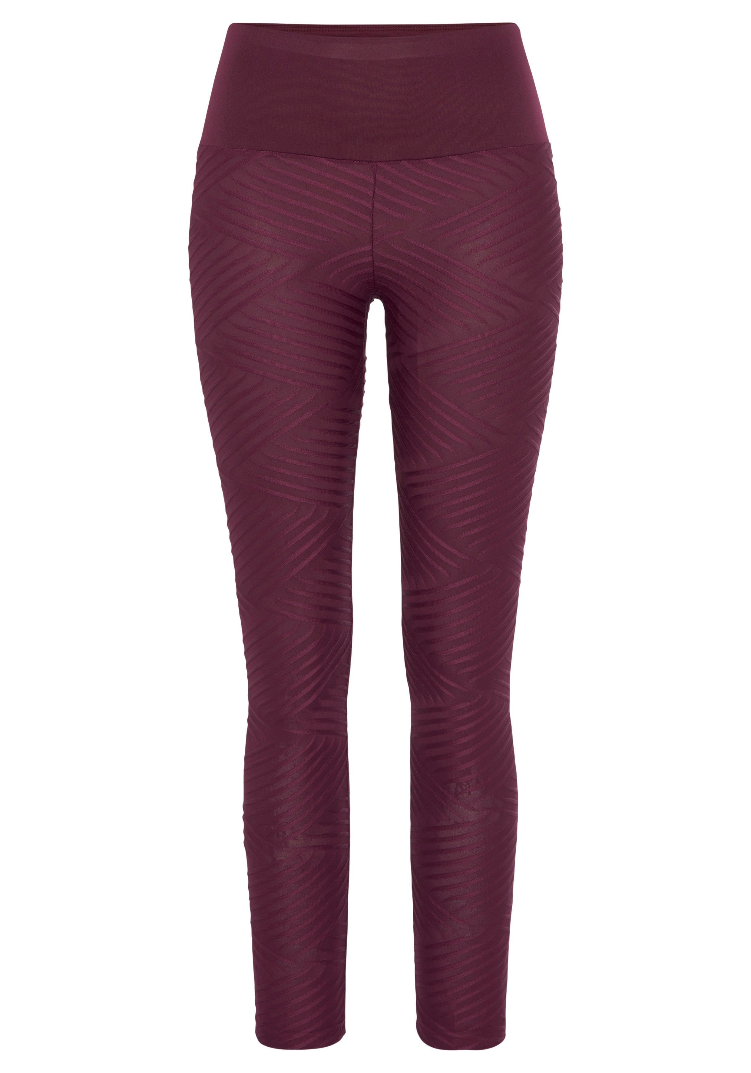 Leggings 3D-Struktur, burgunder Loungewear -Sportleggings ACTIVE LASCANA mit