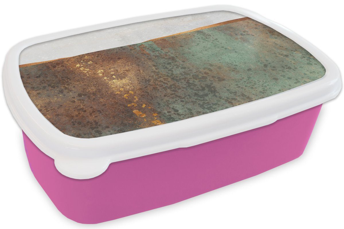 - Kunststoff, Kinder, Luxus Mädchen, für Abstrakt rosa Erwachsene, Brotbox MuchoWow Kunststoff (2-tlg), - Gold, Snackbox, Brotdose Lunchbox