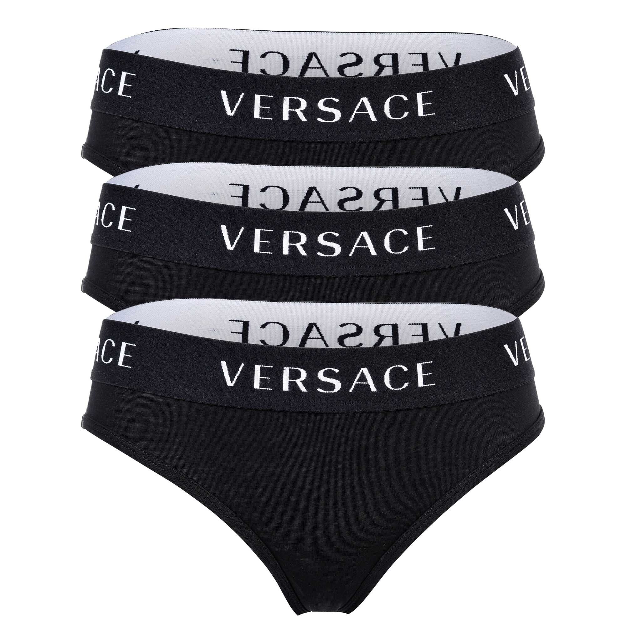 Versace Slip Damen Slips 3er Pack - Unterwäsche, Unterhose Schwarz