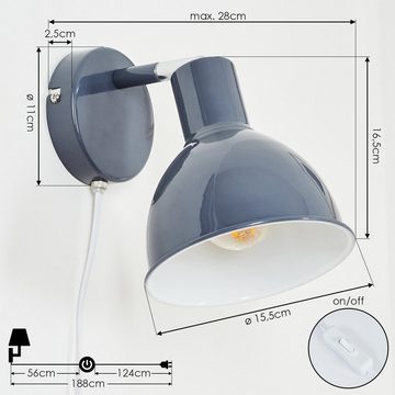 hofstein Wandleuchte »Bier« Wandlampe aus Metall in Grau und Weiß, ohne Leuchtmittel, mit verstellbarem Lampenschirm, E27, mit An- & Ausschalter