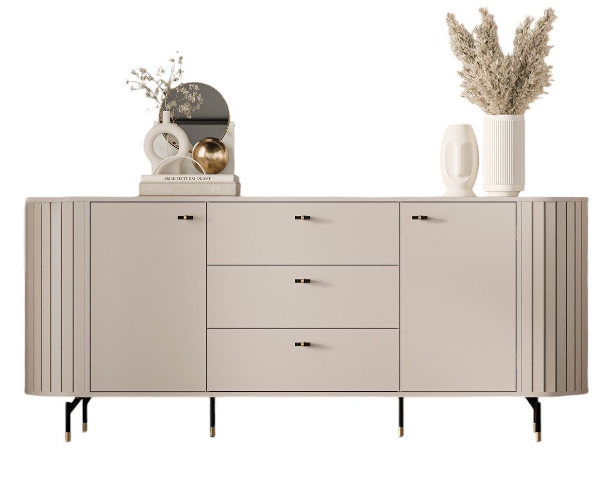 Compleo Kommode 190 cm breit, Kommode mit 3 Schubladen und zwei Türen MODERNO