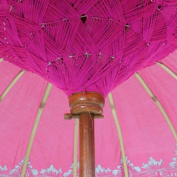 Oriental Galerie Sonnenschirm Bali-Sonnenschirm Pink Silber 180 cm, Handarbeit