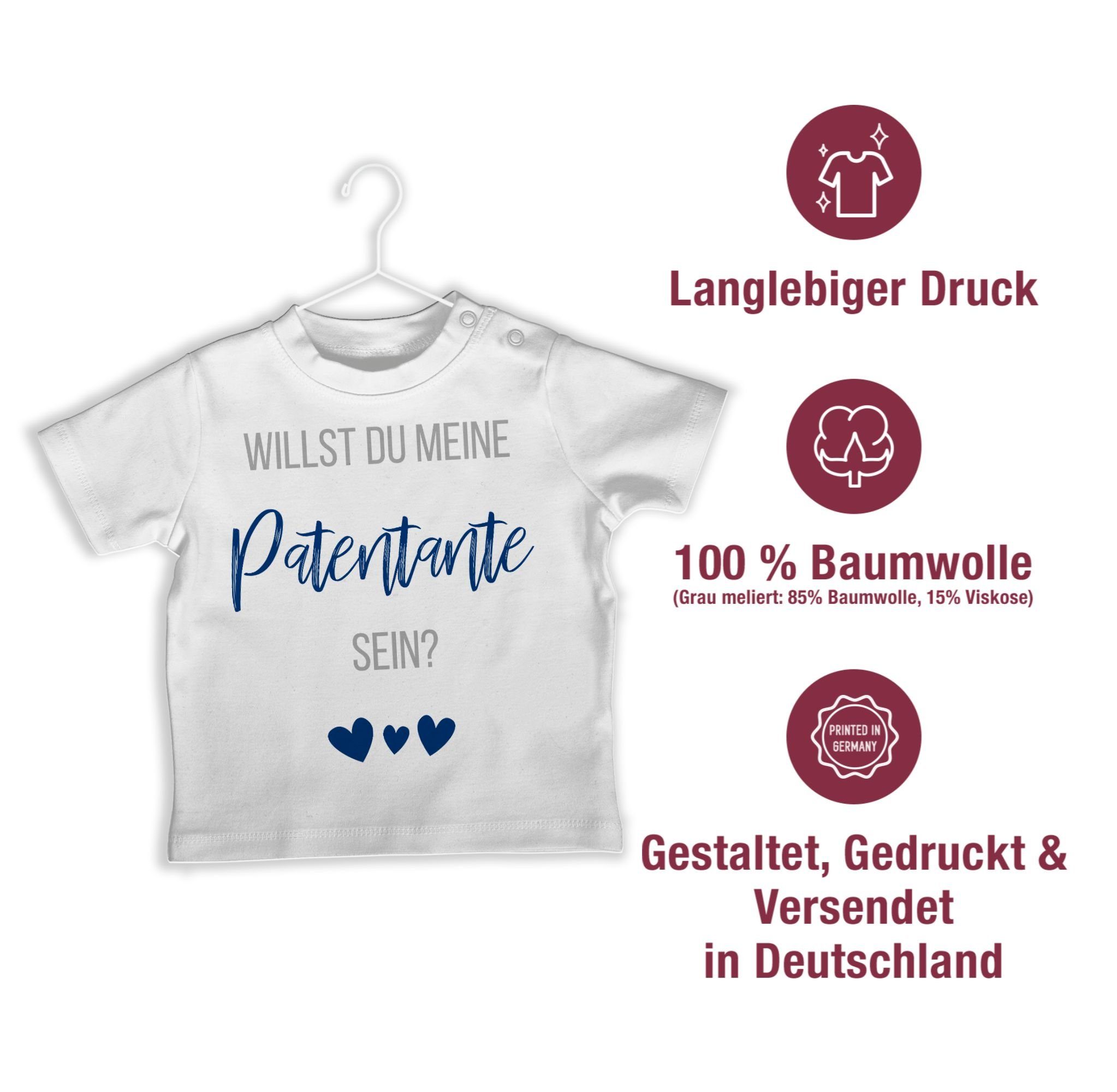 1 Baby Patentante Weiß T-Shirt meine sein? Patentante du Shirtracer Willst Marine