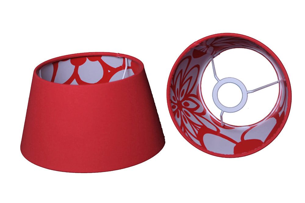 Dirk Davids Leuchten GmbH Lampenschirm Lampenschirm für Tischleuchte in Rund Flashback Chintz Rot 25-18-14cm, Hochwertige Verarbeitung