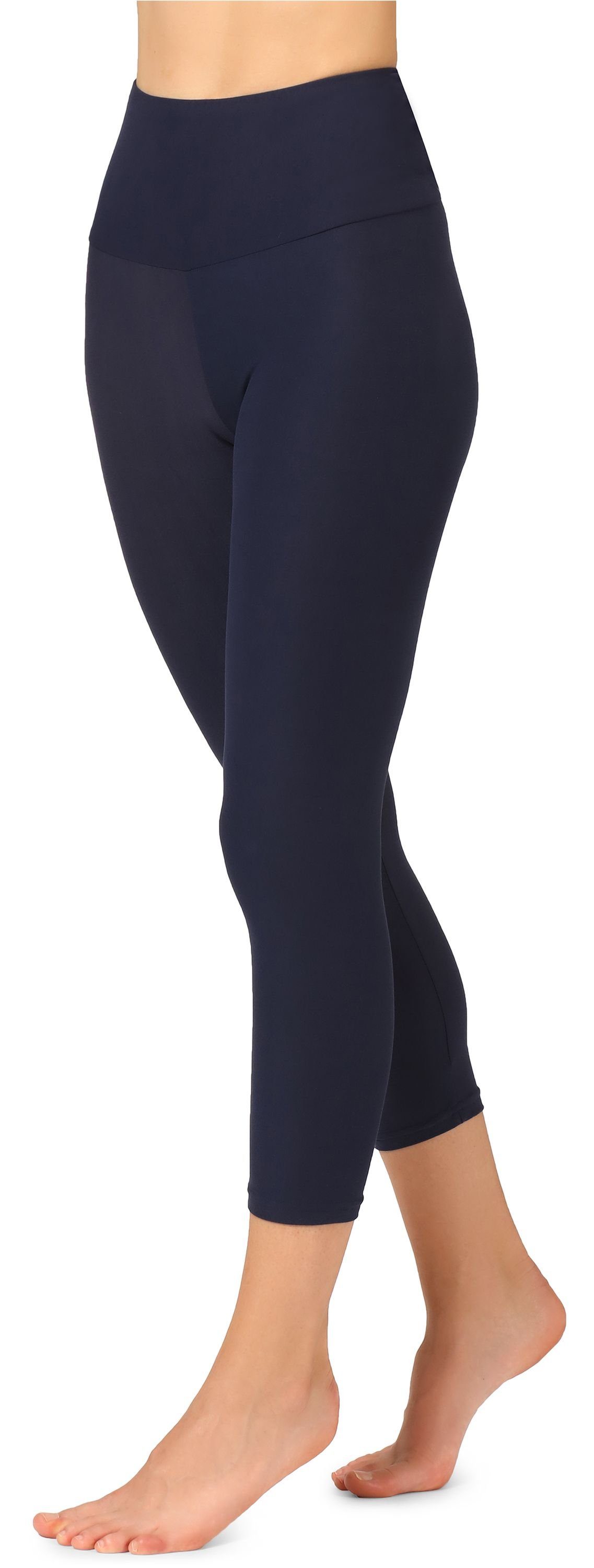 Merry MS10-302 Damen Leggings Capri Leggings 3/4 (1-tlg) Bund Style elastischer Marineblau
